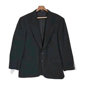 VTG Men’s Oscar De La Renta Wool Cashmere Black Coat Sport Blazer Academia 46 L